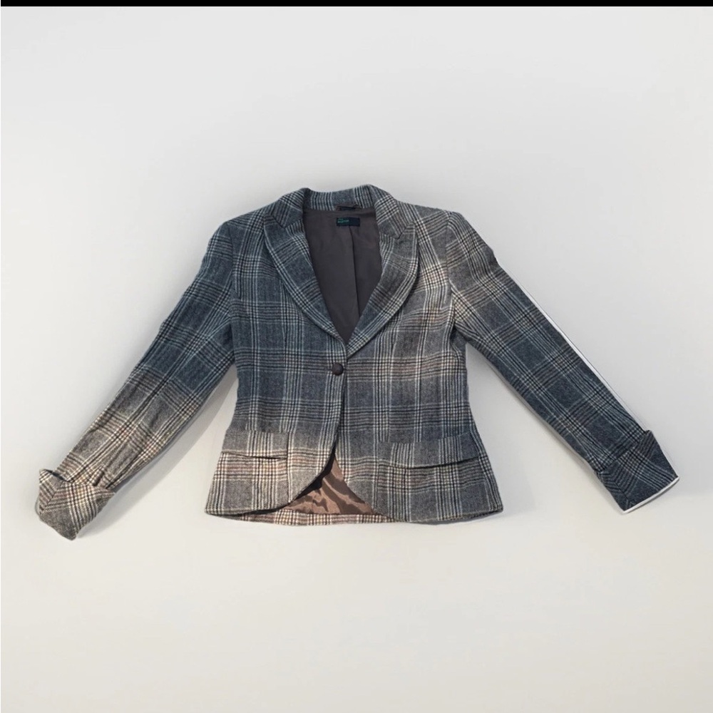 Vintage Stile Benetton Women’s Plaid Button Up Blazer Jacket Size S/M